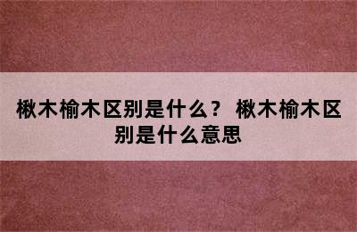 楸木榆木区别是什么？ 楸木榆木区别是什么意思